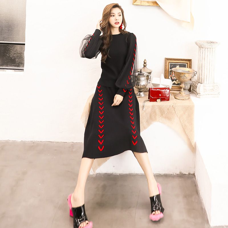 名媛氣質2018初秋新款針織衫半身裙慵懶風毛衣兩件套裙子時尚套裝