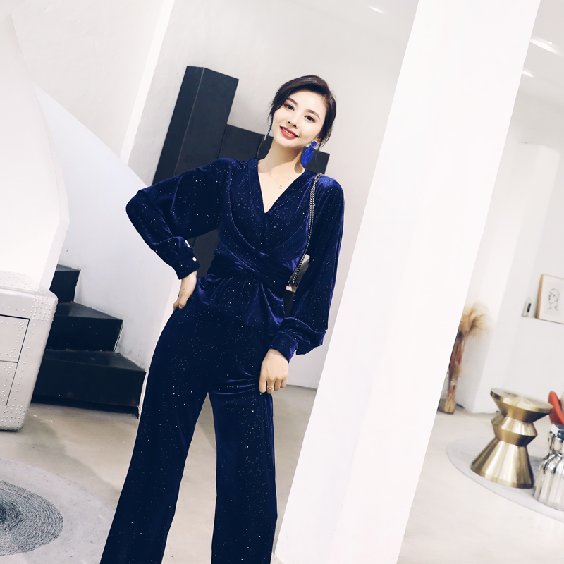 初秋兩件套女2018新款時尚收腰上衣氣質秋裝燈芯絨長褲早秋套裝裙