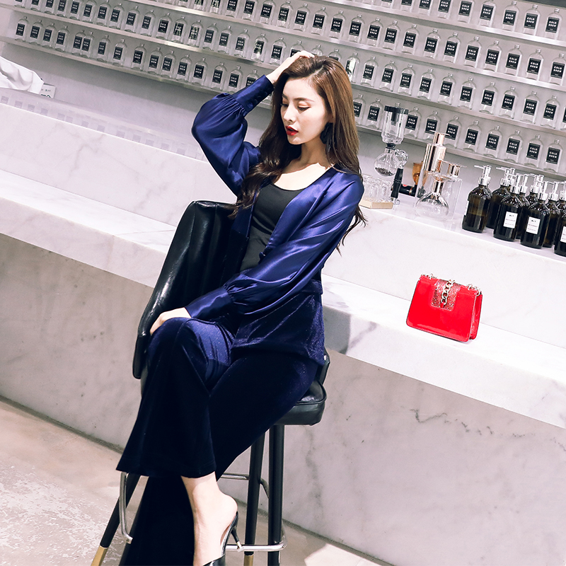 闊腿褲兩件套2018初秋季新款女裝時尚寬松顯瘦小心機港味套裝網紅