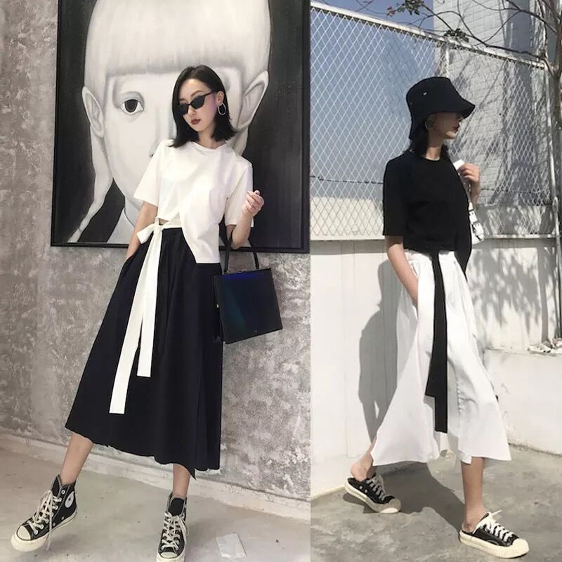 秋裝女2018新款連衣裙pphome裙 顯瘦氣質女神范小心機兩件套裝