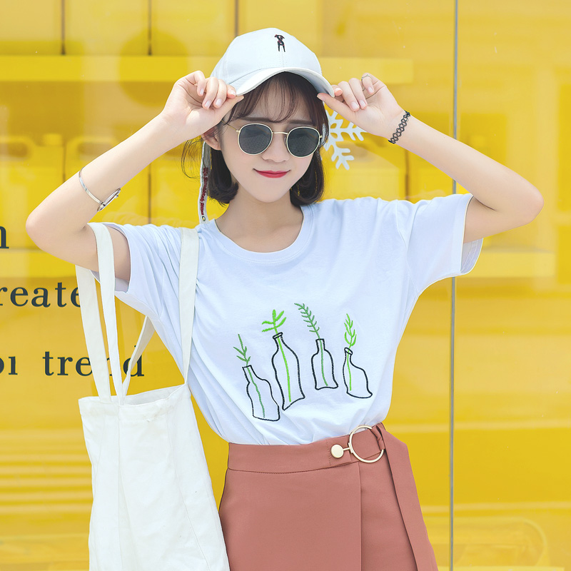 夏季新款女裝短袖t恤女寬松半袖上衣韓版學生百搭bf風打底衫